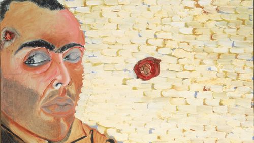 Francesco Clemente's "Self-Portrait with Gun Hole in the Head" (1981).