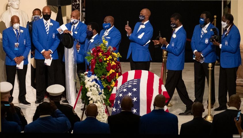 200729-Atlanta-Members of Phi Beta Sigma hold a ceremony for Rep. John Lewis in the Rotunda of the State Capitol on Wednesday evening July 29, 2020. Ben Gray for the Atlanta Journal-Constitution