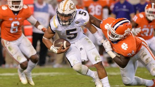 Georgia Tech is averaging only 83 rushing yards per game against Clemson over the last two years. HYOSUB SHIN / HSHIN@AJC.COM