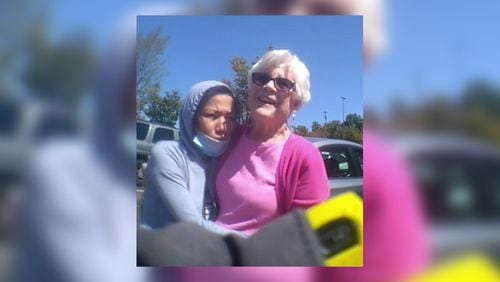 Arlyn (left), with her mother-in-law Yvonne, was the victim of an attempted armed robbery on Cobb Parkway on Sunday, police said. The two women asked not to share their last names.