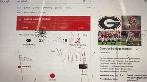 If you Google UGA football, you may just see some fireworks on your screen. (@UGAFootballLive, Screenshot from Twitter )