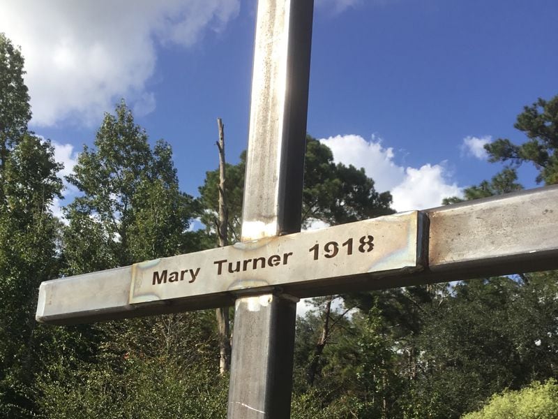 This steel cross was commissioned and erected by The Mary Turner Project in the fall of 2020 to replace a defaced Georgia Historical Society marker that detailed Turner's gruesome 1918 lynching. CONTRIBUTED