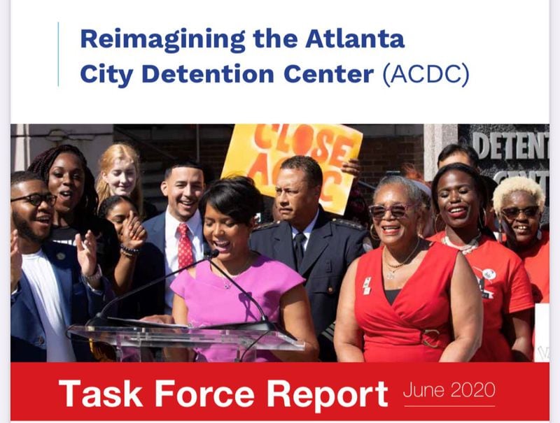 Future Fulton County Sheriff Patrick Labat, who was then the head of Atlanta's jail, didn't seem too happy when former Mayor Keisha Lance Bottoms pushed to close the place. He's the guy in the uniform who is not smiling.