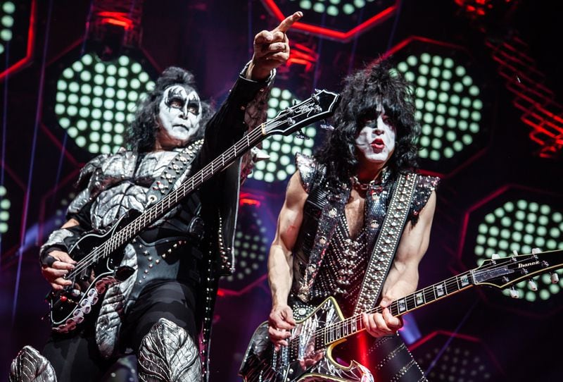 Kiss' Gene Simmons (left) and Paul Stanley brought the glam to rock 'n' roll at their April 2019 concert at State Farm Arena in Atlanta. 