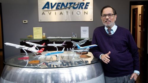 Aventure Aviation president Zaheer Faruqi talks about the aviation industry in the lobby of his Peachtree City business on Monday, Feb. 17, 2020. STEVE SCHAEFER / SPECIAL TO THE AJC