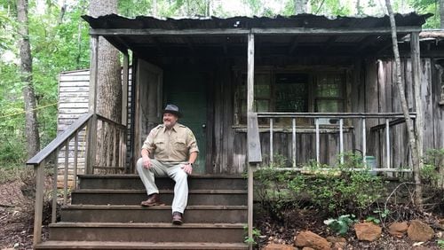 Colin Cary is the Atlanta Movie Tour guide who will lead the “Upside Down” tour focused on locations shot for the Netflix show “Stranger Things.” Here he is dressed as Jim Hopper in front of the fictional character’s trailer in Powder Springs. CREDIT: Rodney Ho/rho@ajc.com