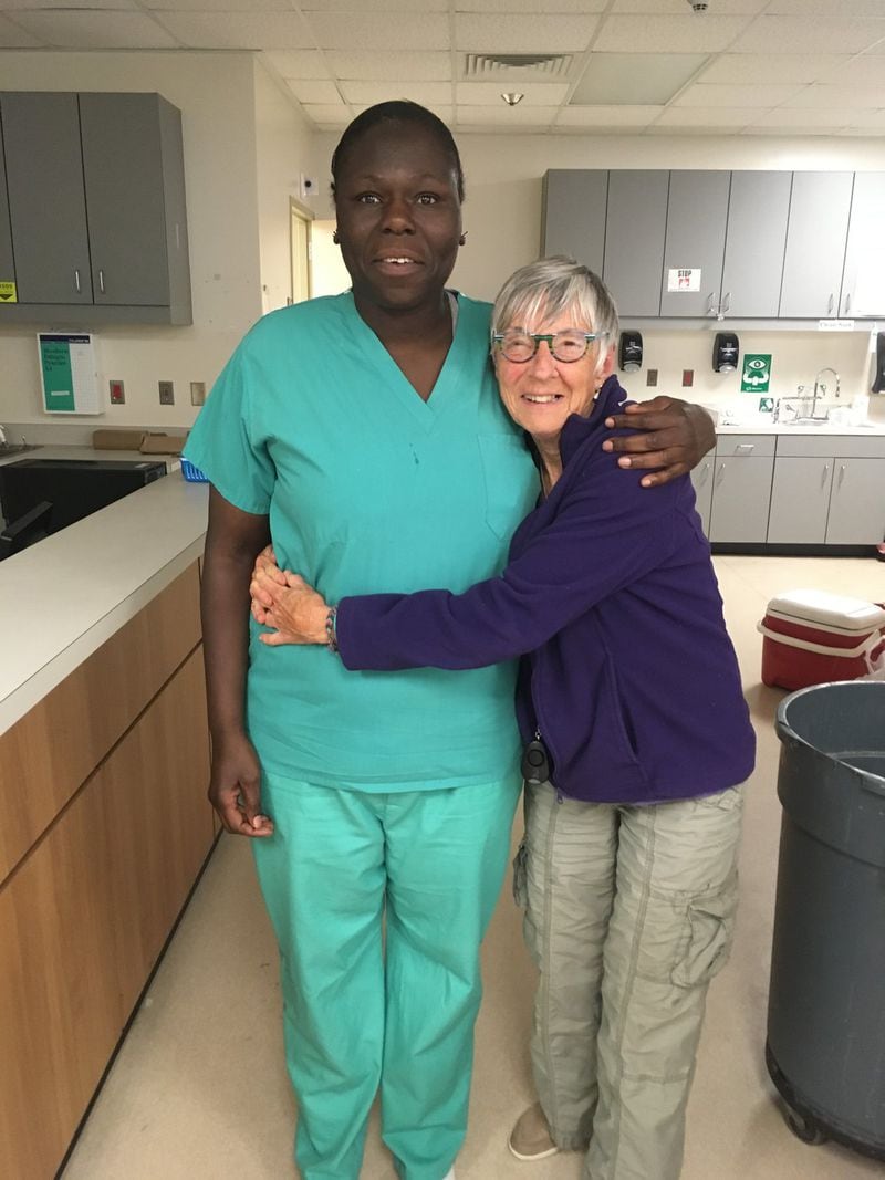Barbara Fischer of Macon, right, hugs Lucretia Felder at the Columbia Regional Care Center in South Carolina. Fischer, who formerly worked for the Georgia Advocacy Office, befriended Felder several years ago. CONTRIBUTED