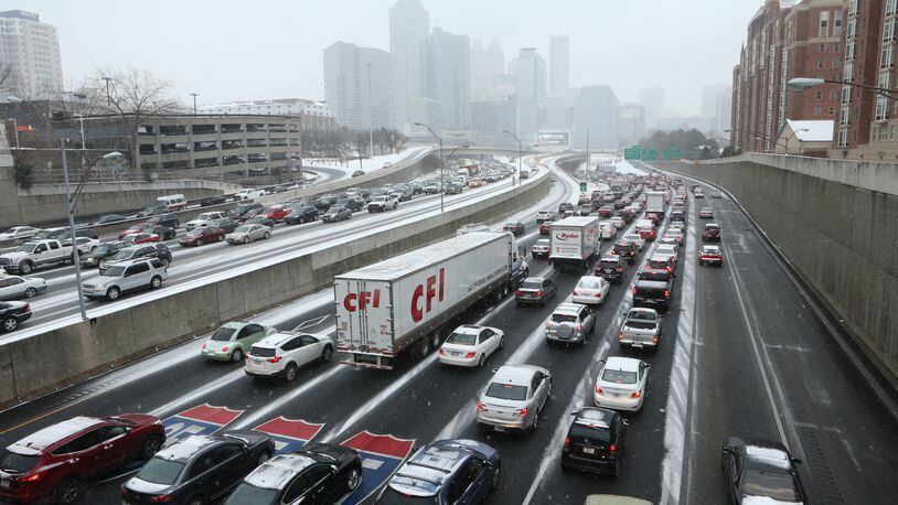 Roadways and highways in and around Atlanta were congested on Tuesday.