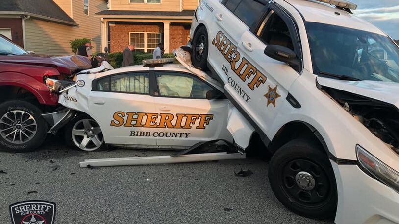 Bibb County sheriff's deputies said the man drove his pickup truck toward three patrol vehicles, injuring one deputy still inside her vehicle.