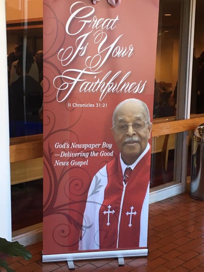 One of two posters of the Rev. Cameron Madison Alexander that greeted mourners as they arrived for the late pastor’s funeral Monday at Antioch Baptist Church North. CONTRIBUTED