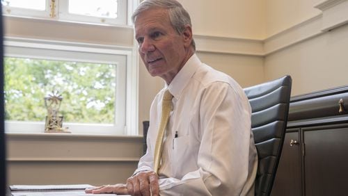 Georgia Tech president, G.P. “Bud” Peterson set a campuswide effort one day this month called “Open Door Day,” encouraging faculty and staff to be available to talk with students who are feeling the pressures of finals or other personal challenges. STEVE SCHAEFER / SPECIAL TO THE AJC