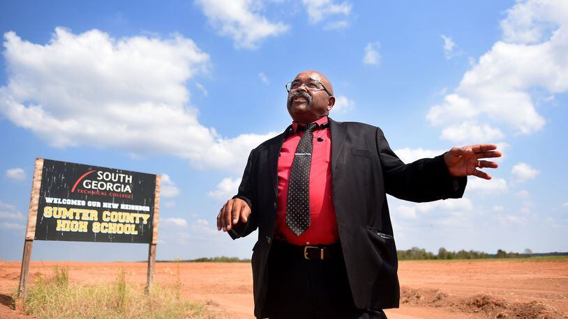 October 1, 2019 Americus - Mathis Kearse Wright Jr., who sued the Sumter County school board, stands on the grounds where the new Sumter County High School is being built. (Ryon Horne/RHORNE@AJC.COM)