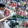 Atlanta Braves' Sean Murphy hits a single during the second inning of a baseball game against the Milwaukee Brewers Friday, July 21, 2023, in Milwaukee. (AP Photo/Morry Gash)