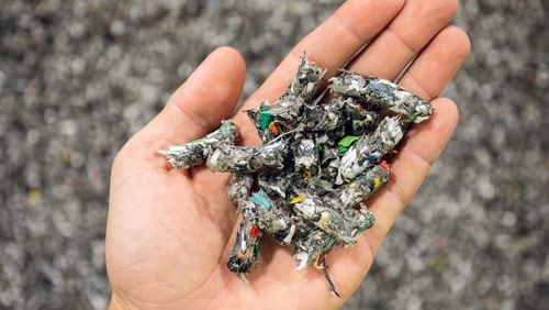 Pellets made of a mix of plastics that have been prepared for Brightmark's recycling process. Photo courtesy of Brightmark