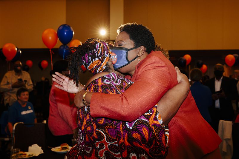 Atlanta City Council President and mayoral candidate Felicia Moore greets supporters at her election night watch party in Atlanta, Nov. 2, 2021. (Kendrick Brinson/The New York Times)