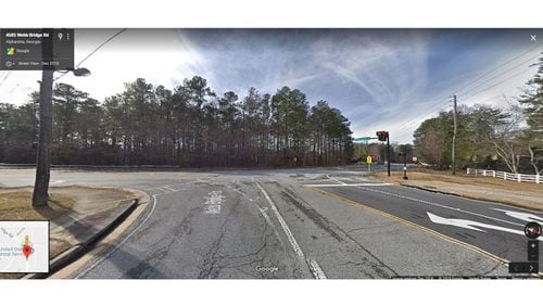 Alpharetta has retained an engineering consultant to design a roundabout at Webb Bridge Road and Webb Bridge Way. GOOGLE MAPS