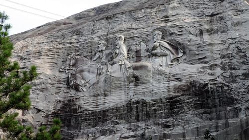More than 100 motorcyclists rode through Stone Mountain Park on Saturday after officials denied a permit to host a Confederate Memorial Day celebration.