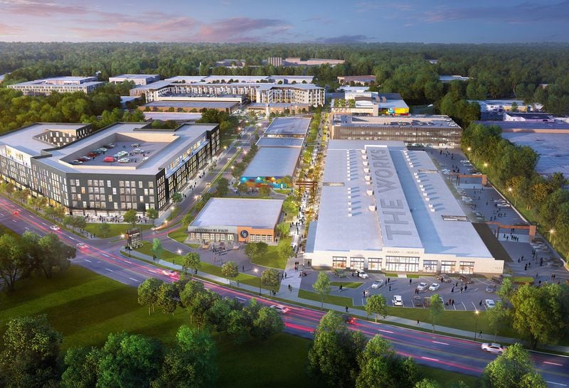 This rendering shows an overview of the planned Works at Chattahoochee mixed-use development in northwest Atlanta.
