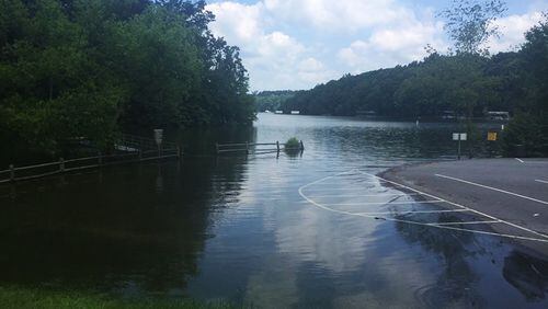 Photo taken June 6 at Lake Lanier shows how heavy rains from Tropical Storm Alberto raised lake’s level well beyond full pool. U.S. ARMY CORPS OF ENGINEERS