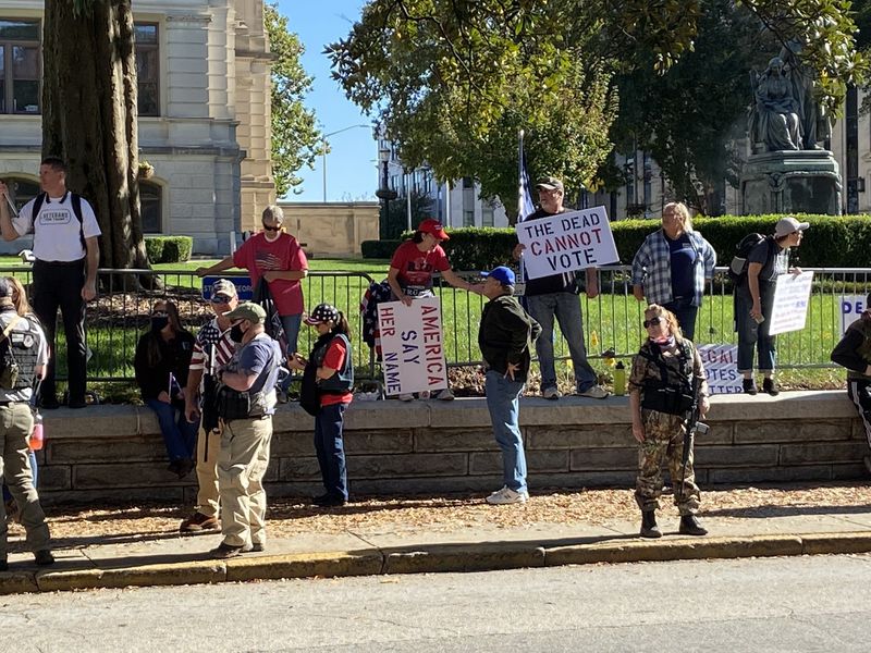 Trump supporters gather Nov. 14 for a "Stop the Steal" protest at the Georgia State Capitol. Credit: Zachary Hansen