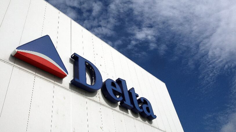 A Delta Air Lines sign is seen at LaGuardia International Airport in New York City.