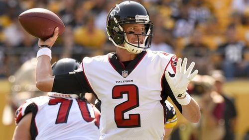 Atlanta Falcons quarterback Matt Ryan (2) passes in the first quarter of an NFL preseason football game against the Pittsburgh Steelers, Sunday, Aug. 20, 2017, in Pittsburgh. (AP Photo/Don Wright)
