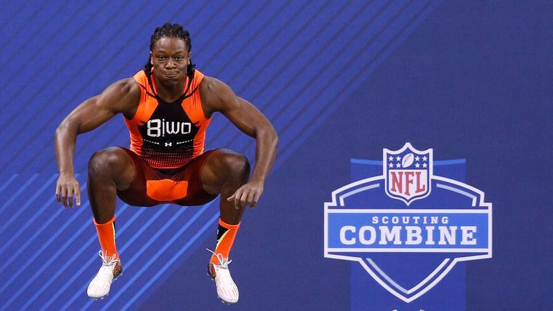 Wide receiver Chris Conley showed his vertical leap at the 2015 NFL scouting combine.