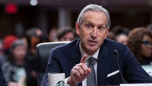 FILE - Starbucks founder and former CEO Howard Schultz testifies before the Senate Health, Education, Labor and Pensions Committee at the Capitol in Washington, Wednesday, March 29, 2023. In a LinkedIn post published over the weekend April 4, 2024, Schultz says the company’s leaders should spend more time in stores and focus on coffee drinks as they work to turn around flagging sales. (AP Photo/J. Scott Applewhite, File)
