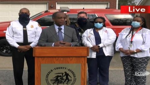 DeKalb County CEO Michael Thurmond spoke at a Tuesday morning news conference about a new COVID-19 vaccination effort.