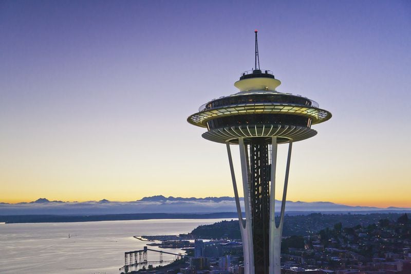 Scale the heights of the newly refurbished, iconic Seattle landmark, the Space Needle, and get the sense of floating in the air high above Puget Sound. Contributed by The Space Needle