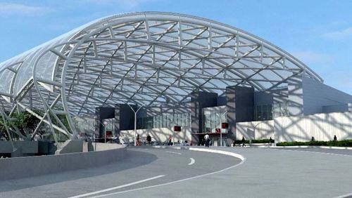 Rendering of the curbside canopies to be built at Hartsfield-Jackson International Airport.