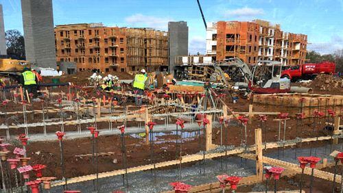 Construction continues at City Springs in Sandy Springs. The city has chosen Lanier Parking to manage the parking facilities of the downtown redevelopment. CITY OF SANDY SPRINGS