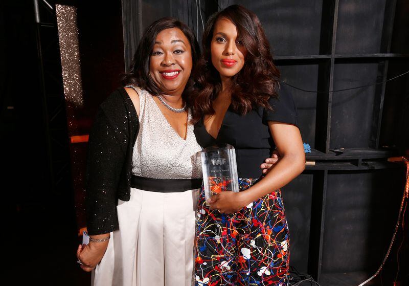 LOS ANGELES, CA - JUNE 11: Writer/producer Shonda Rhimes (L) with actress Kerry Washington, Lucy Award for Excellence in Television recipient, attend Women In Film 2014 Crystal + Lucy Awards presented by MaxMara, BMW, Perrier-Jouet and South Coast Plaza held at the Hyatt Regency Century Plaza on June 11, 2014 in Los Angeles, California. (Photo by Christopher Polk/Getty Images for Women In Film / MaxMara)