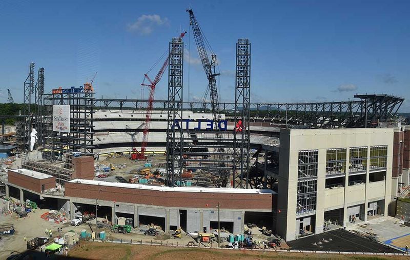 SunTrust Park, under construction in Cobb County, is slated to open at the start of the 2017 season. (Rendering/Braves)