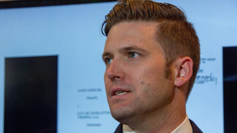 White nationalist Richard Spencer speaks to select media in his office space on August 14, 2017 in Alexandria, Virginia.
 (Photo by Tasos Katopodis/Getty Images)
