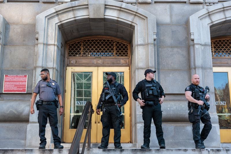 There was an increased security presence at the Fulton County Courthouse in Atlanta prior to Michael Flynn, former President Donald Trump’s onetime national security advisor, arriving to testify before a special grand jury on Thursday, December 8, 2022. The special grand jury is probing whether Trump or his allies criminally interfered in Georgia’s 2020 elections. (Arvin Temkar / arvin.temkar@ajc.com)