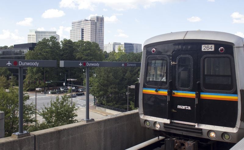 The Dunwoody MARTA station offers transit access to that city’s High Street site, a large tract near Perimeter Mall that is considered among a number of potential locations in metro Atlanta that recruiters could pitch to Amazon for its second headquarters, a $5 billion investment that promises 50,000 jobs. (CASEY SYKES / CASEY.SYKES@AJC.COM)
