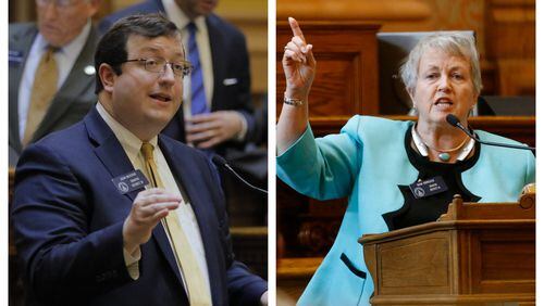 State Sens. Josh McKoon, R-Columbus, and Nan Orrock, D-Atlanta, took to the Senate floor Monday, the 45th anniversary of the U.S. Supreme Court’s Roe v. Wade decision, to express opposing views on abortion. BOB ANDRES /BANDRES@AJC.COM