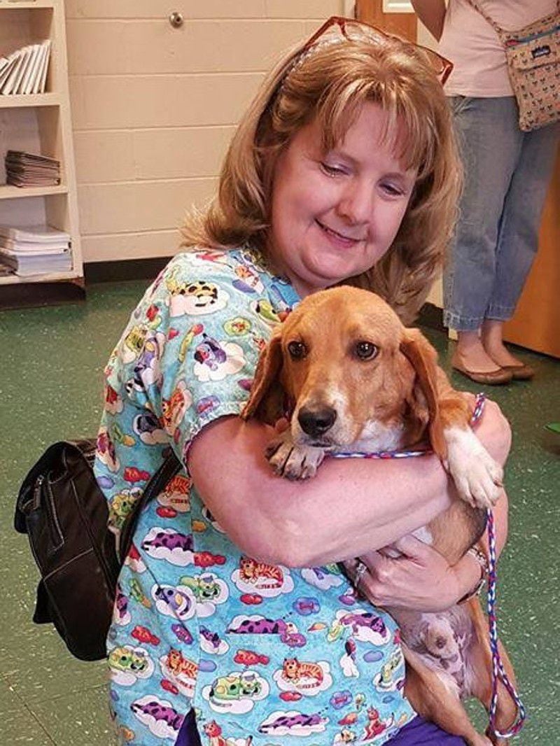 Murray with his foster mom Claudette Towe. Alcovy Pet Rescue