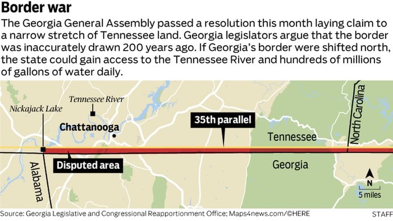 Georgia legislators are disputing the state’s border with Tennessee.