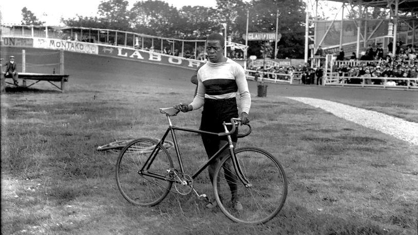Major Taylor was a cyclist who began his professional career in 1896 at the age 18. By the time this photo was taken in 1907 at the Vélodrome Buffalo race track in Paris, Taylor already had a distinguished career and was staging a comeback. (National Library of France)