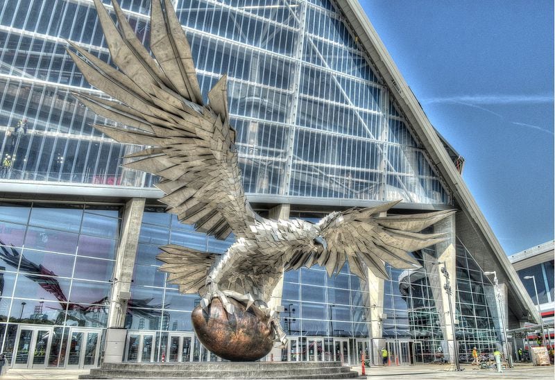 The big bird sculpture at Mercedes-Benz Stadium, new home of the Atlanta Falcons and Atlanta United soccer team. (Chris Hunt/Special)