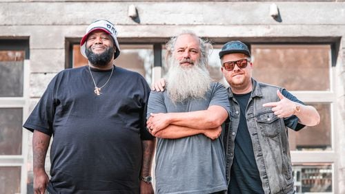 Run the Jewels sat down with producer Rick Rubin for his "Broken Record" podcast. From left, Killer Mike, Rick Rubin and El-P. Photo credit: Broken Record