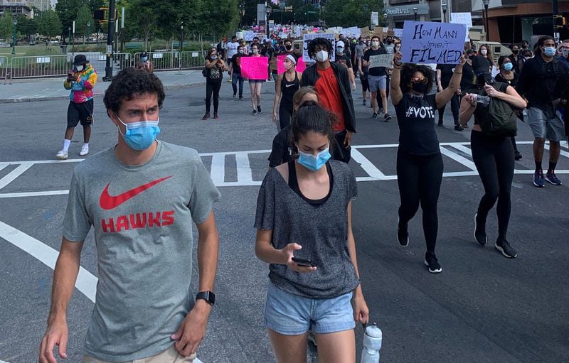 Brandon and Selena Kleber were out marching with their brother Shaun (not pictured) during a June 2 protest through downtown Atlanta. CONTRIBUTED