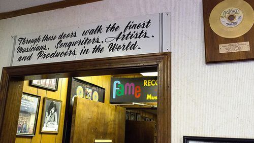 The entryway to FAME Recording Studios in Muscle Shoals, Ala., where some of the biggest hits in rock and soul history were recorded. (Ralph Daily)