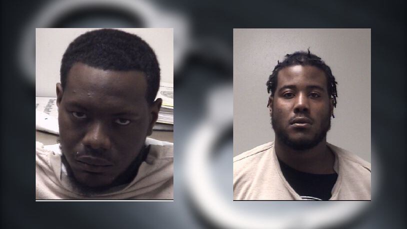 Dezmin Jennings (left) and Corey Coleman were arrested Saturday in Coweta County and charged with murder in a shooting that left one man dead and a woman injured, officials said.