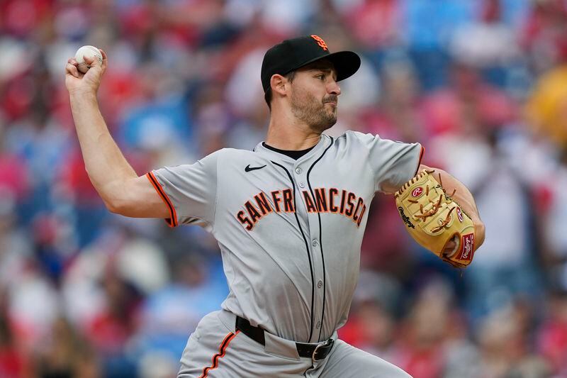 San Francisco Giants' Mason Black pitches during the second inning of a baseball game against the Philadelphia Phillies, Monday, May 6, 2024, in Philadelphia. (AP Photo/Matt Rourke)