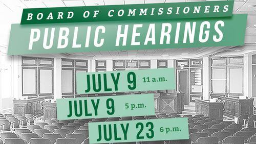 Forsyth County will hold three public hearings in July on proposed property tax millage rates. FORSYTH COUNTY