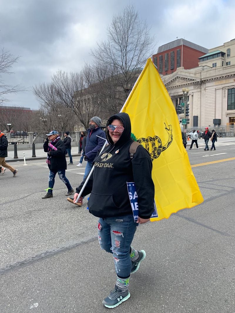 Rosanne Boyland, 34, of Kennesaw marched through the streets of Washington on Wednesday before joining a mob that stormed the U.S. Capitol. She died there after what police called a medical emergency. (Courtesy of  Boyland family)