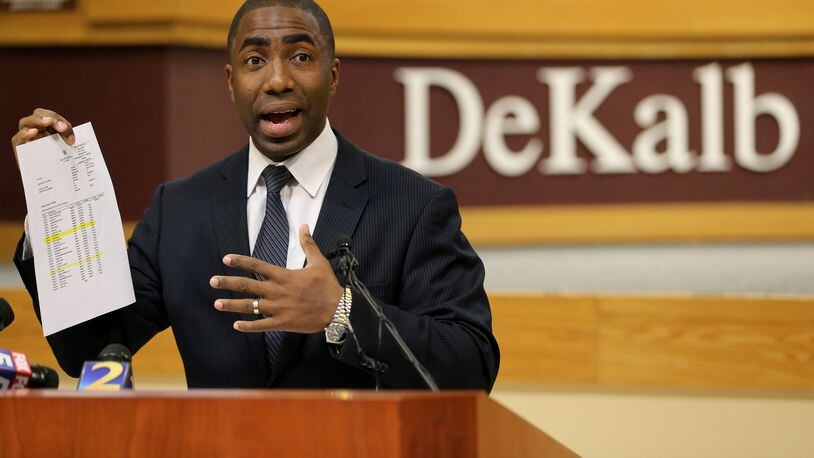 Interim DeKalb CEO Lee May denounced a report on DeKalb corruption at a news conference Wednesday afternoon Sept. 30, 2015. BEN GRAY / BGRAY@AJC.COM